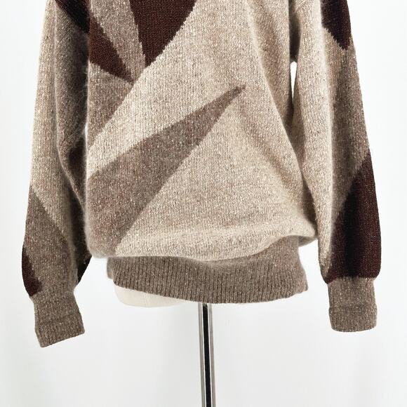 VTG 80s IB Diffusion Womens Silk/Angora Patchwork Grandma Sweater Medium Retro - Picture 7 of 9